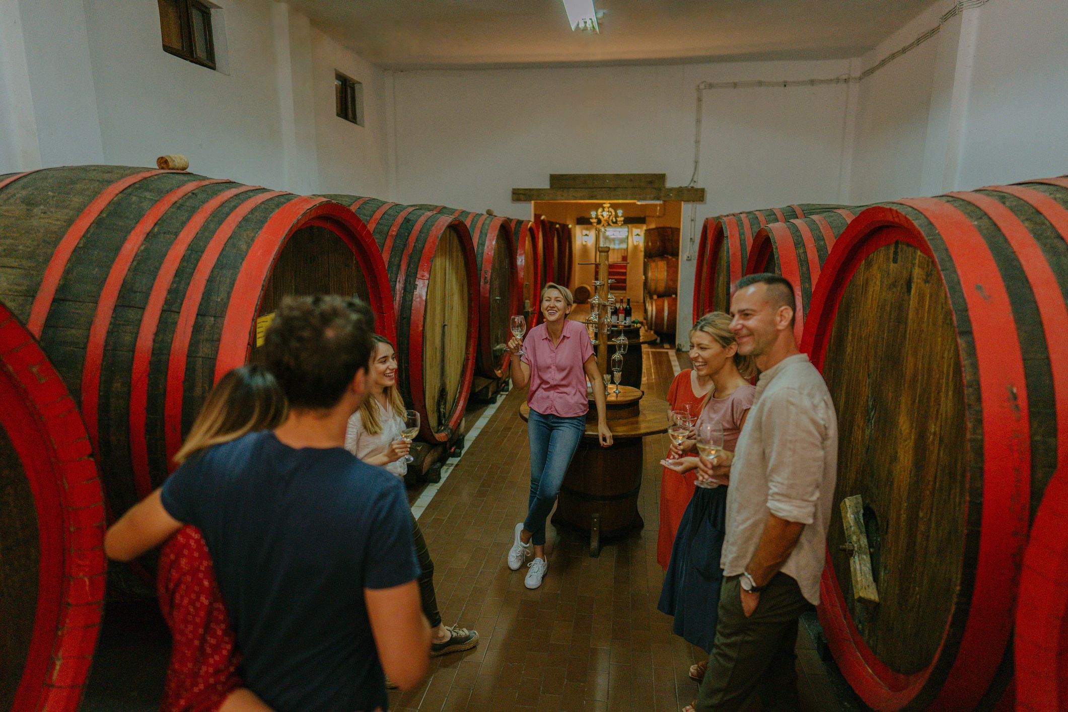 wine cellar barrels